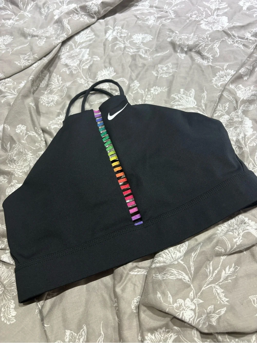 Nike black rainbow sports bra medium